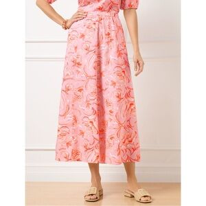 Talbots 2024 Poplin Cotton Long Pink Floral Spring Skirt